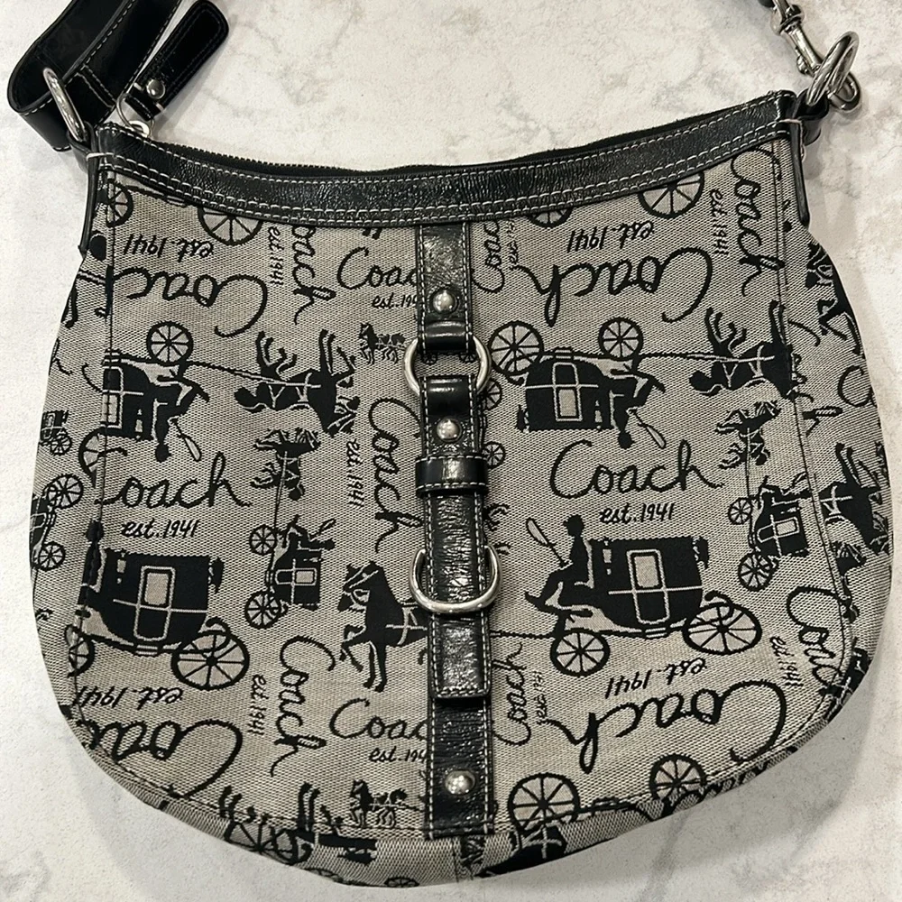 COACH F14036 Chelsea Canvas & Leather Horse & Carriage Shoulder Bag - Picture 2 of 14
